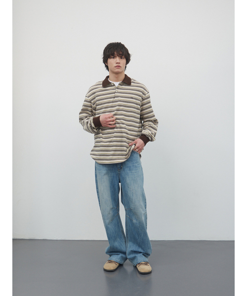 KIJUN MEN(キジュンメンズ)の「Fresh Border Pique Polo Brown(ポロシャツ・メンズ・その他・MEDIUM/LARGE/X-LARGE)」の3枚目の写真