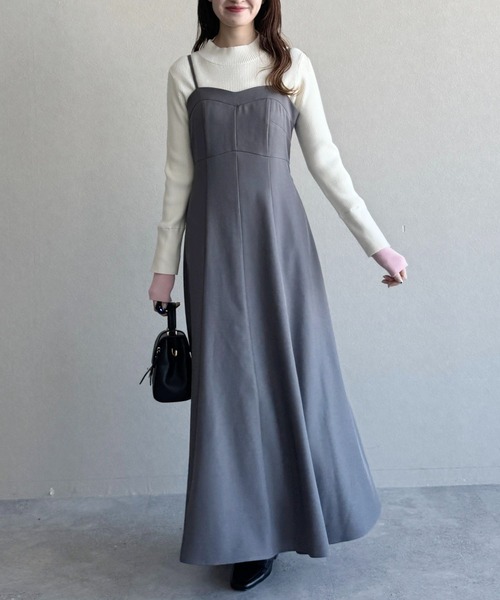 mysty woman(ミスティウーマン)の「ケーブルニットカーデSETワンピース 636613(ワンピース・レディース・グレー/ネイビー/ベージュ・FREE)」の9枚目の写真