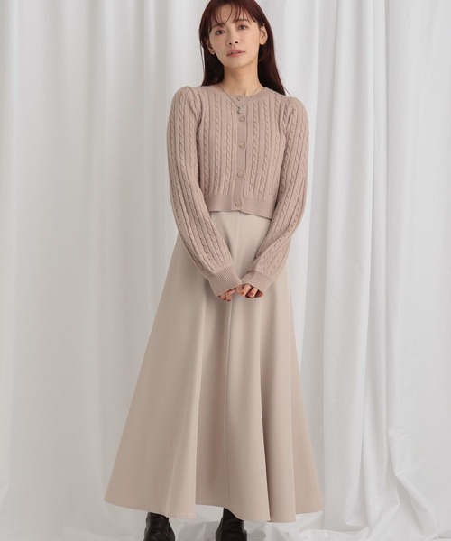 mysty woman(ミスティウーマン)の「ケーブルニットカーデSETワンピース 636613(ワンピース・レディース・グレー/ネイビー/ベージュ・FREE)」の15枚目の写真