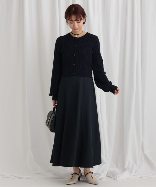 mysty woman(ミスティウーマン)の「ケーブルニットカーデSETワンピース 636613(ワンピース・レディース・グレー/ネイビー/ベージュ・FREE)」の16枚目の写真