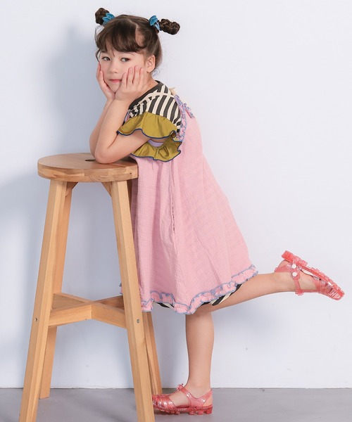 MARKEY'S（マーキーズ）の「Wガーゼキャミワンピース（ワンピース・キッズ・ブラック/ベージュ/ピンク・LL/L/M/S/XS）」の5枚目の写真