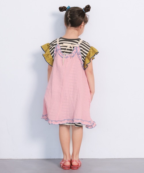 MARKEY'S（マーキーズ）の「Wガーゼキャミワンピース（ワンピース・キッズ・ブラック/ベージュ/ピンク・LL/L/M/S/XS）」の6枚目の写真