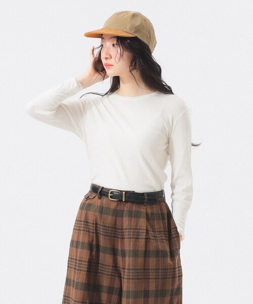 BEAMS BOY（ビームスボーイ）の「リブ クルー 3/4（Tシャツ/カットソー・レディース・ライム/アイボリー/ブルー/グレー・2/1）」の2枚目の写真