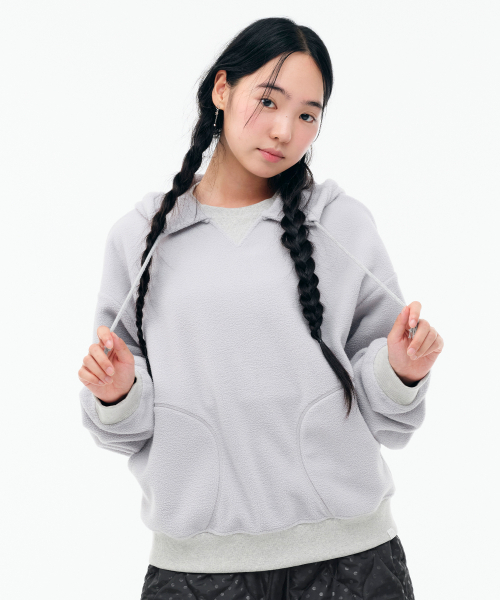 OVERSIZED FLEECE HOODIE толстовка‑оверсайз флисовая [светло‑серый]