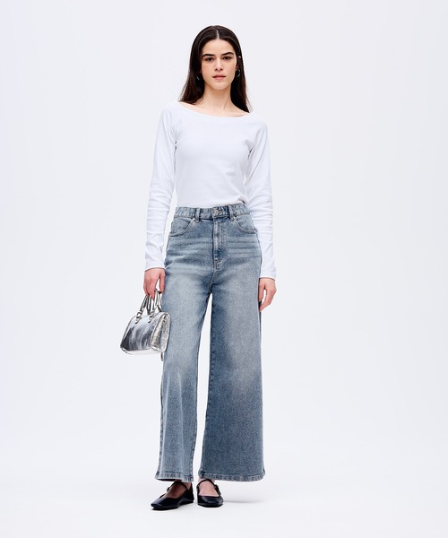 coca（coca）（コカ）の「ムーヴデニムワイドパンツ（デニムパンツ・レディース・ライトブルー/ブルー・L/M/S）」の5枚目の写真