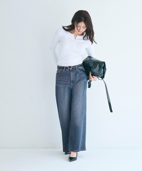 coca（coca）（コカ）の「ムーヴデニムワイドパンツ（デニムパンツ・レディース・ライトブルー/ブルー・L/M/S）」の14枚目の写真