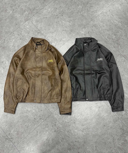 ATMARK(アットマーク)の「《2サイズ展開 / UNISEX 》ATMARK グラフィティロゴ ヴィンテージレザースタンドブルゾン(ブルゾン・レディース・ブラック/ブラウン・M/L)」の16枚目の写真