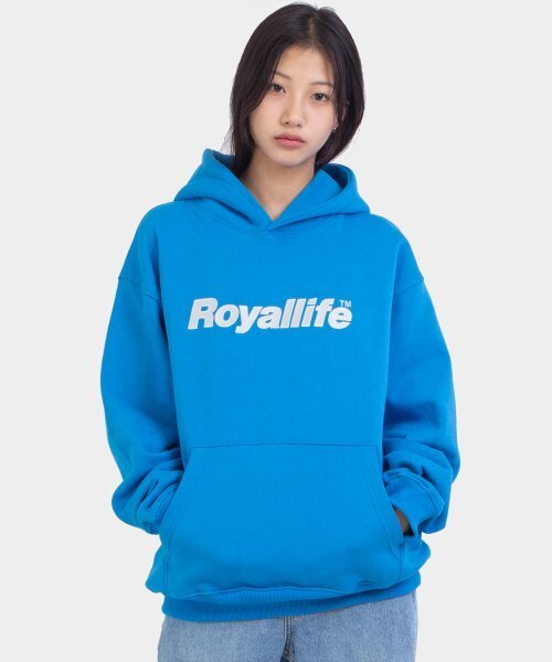ROYALLIFE(ロイヤルライフ)の「RLPH3001 OG刺繍ロゴ裏起毛フードパーカー - ブルー(パーカー・メンズ・ブルー・LARGE/SMALL/X-LARGE)」の1枚目の写真