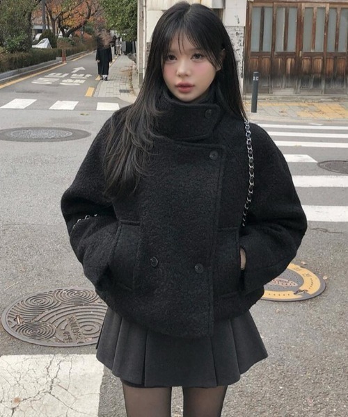 semplice(センプリチェ)の「ショートコート(その他アウター・レディース・ホワイト/ブラック・F)」の1枚目の写真