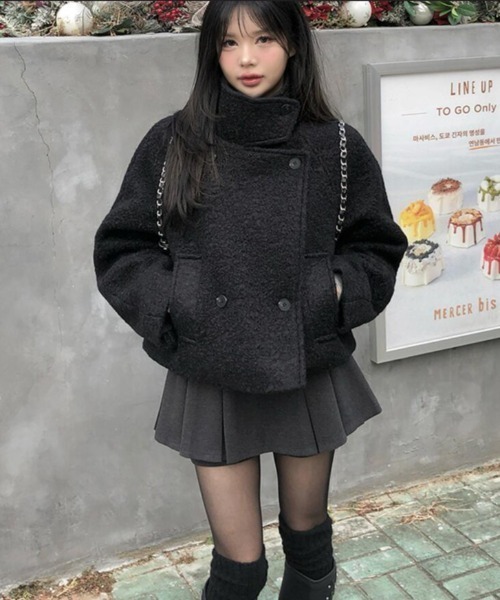 semplice(センプリチェ)の「ショートコート(その他アウター・レディース・ホワイト/ブラック・F)」の3枚目の写真