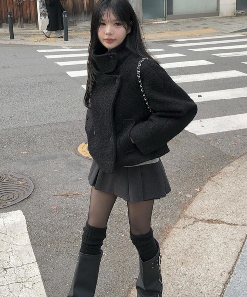 semplice(センプリチェ)の「ショートコート(その他アウター・レディース・ホワイト/ブラック・F)」の6枚目の写真