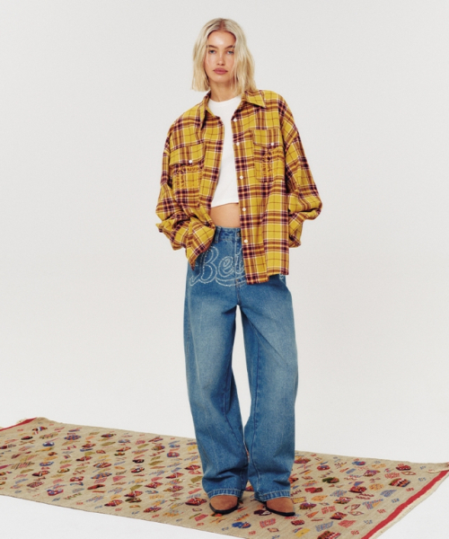 MOODBETTER（ムード ベター）の「OVERSIZED CHECK SHIRT YELLOW（シャツ/ブラウス・レディース・その他・FREE）」の2枚目の写真