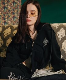2 WAY CROP HOOD ZIPUP black