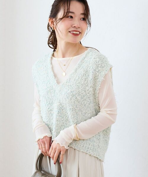 le.coeur blanc（ルクールブラン）の「リボンチュール×スラブVベスト（ベスト・レディース・グリーン系その他/ホワイト系その他・38）」の17枚目の写真