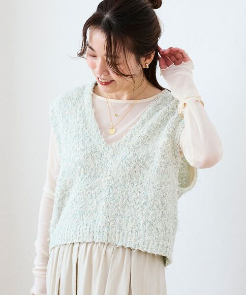 le.coeur blanc（ルクールブラン）の「リボンチュール×スラブVベスト（ベスト・レディース・グリーン系その他/ホワイト系その他・38）」の14枚目の写真