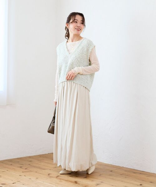 le.coeur blanc（ルクールブラン）の「リボンチュール×スラブVベスト（ベスト・レディース・グリーン系その他/ホワイト系その他・38）」の13枚目の写真