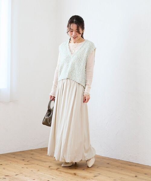 le.coeur blanc（ルクールブラン）の「リボンチュール×スラブVベスト（ベスト・レディース・グリーン系その他/ホワイト系その他・38）」の12枚目の写真