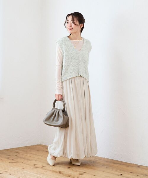 le.coeur blanc（ルクールブラン）の「リボンチュール×スラブVベスト（ベスト・レディース・グリーン系その他/ホワイト系その他・38）」の11枚目の写真