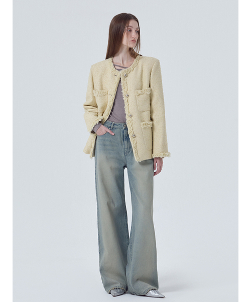 ETMON(エトモン)の「Fringe Pocket Tweed Jacket, Cream Yellow(その他アウター・レディース・その他・FREE)」の5枚目の写真