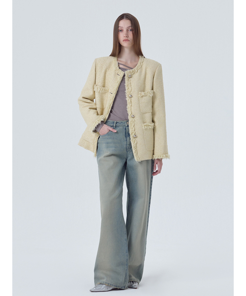 ETMON(エトモン)の「Fringe Pocket Tweed Jacket, Cream Yellow(その他アウター・レディース・その他・FREE)」の4枚目の写真