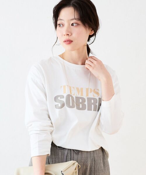 le.coeur blanc（ルクールブラン）の「バイカラーロゴTシャツ（Tシャツ/カットソー・レディース・ダークグレー/ベージュ/オフホワイト・38）」の8枚目の写真