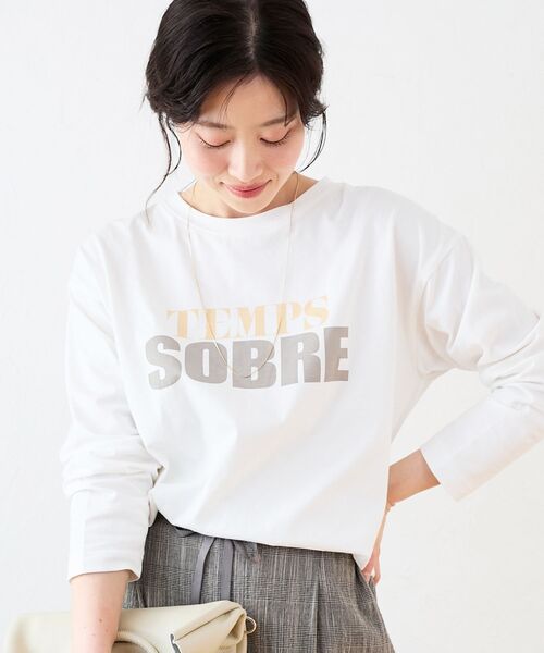 le.coeur blanc（ルクールブラン）の「バイカラーロゴTシャツ（Tシャツ/カットソー・レディース・ダークグレー/ベージュ/オフホワイト・38）」の9枚目の写真