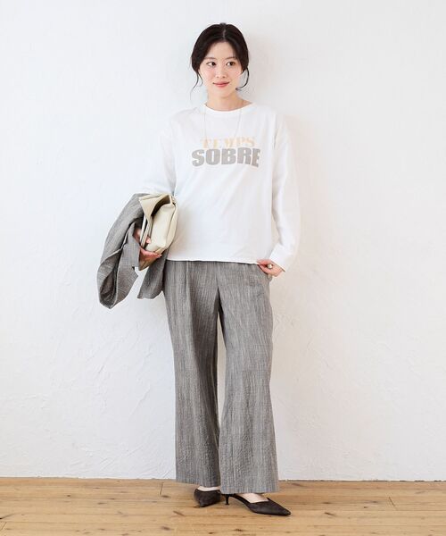 le.coeur blanc（ルクールブラン）の「バイカラーロゴTシャツ（Tシャツ/カットソー・レディース・ダークグレー/ベージュ/オフホワイト・38）」の12枚目の写真