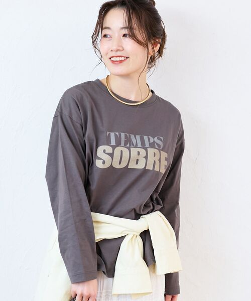 le.coeur blanc（ルクールブラン）の「バイカラーロゴTシャツ（Tシャツ/カットソー・レディース・ダークグレー/ベージュ/オフホワイト・38）」の18枚目の写真