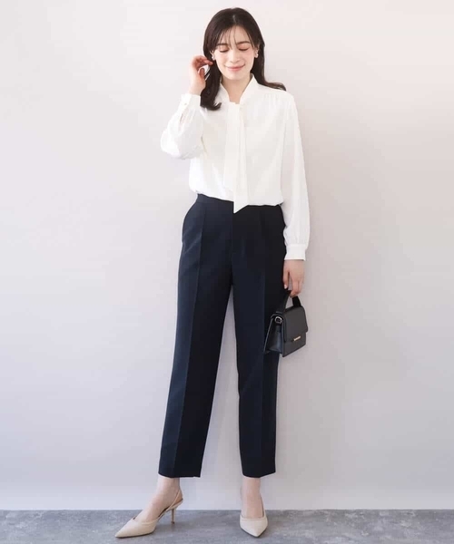 OFUON le MK（オフオンルエムケー）の「【2026SS】スムースジョーゼットボウブラウス/洗える/WEB限定サイズあり（シャツ/ブラウス・レディース・ミント/ホワイト・40/38/36）」の6枚目の写真