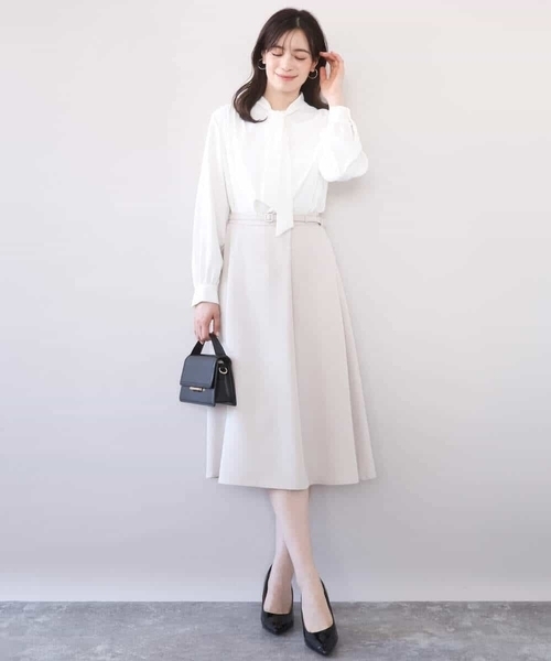 OFUON le MK（オフオンルエムケー）の「【2026SS】スムースジョーゼットボウブラウス/洗える/WEB限定サイズあり（シャツ/ブラウス・レディース・ミント/ホワイト・40/38/36）」の8枚目の写真