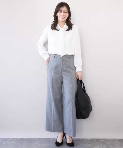 OFUON le MK（オフオンルエムケー）の「【2026SS】スムースジョーゼットボウブラウス/洗える/WEB限定サイズあり（シャツ/ブラウス・レディース・ミント/ホワイト・40/38/36）」の16枚目の写真