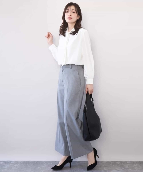 OFUON le MK（オフオンルエムケー）の「【2026SS】スムースジョーゼットボウブラウス/洗える/WEB限定サイズあり（シャツ/ブラウス・レディース・ミント/ホワイト・40/38/36）」の17枚目の写真