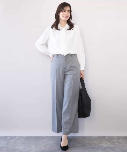 OFUON le MK（オフオンルエムケー）の「【2026SS】スムースジョーゼットボウブラウス/洗える/WEB限定サイズあり（シャツ/ブラウス・レディース・ミント/ホワイト・40/38/36）」の18枚目の写真