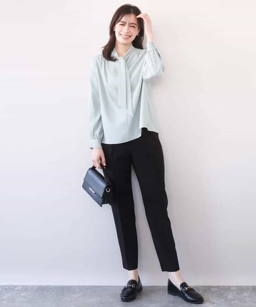 OFUON le MK（オフオンルエムケー）の「【2026SS】スムースジョーゼットボウブラウス/洗える/WEB限定サイズあり（シャツ/ブラウス・レディース・ミント/ホワイト・40/38/36）」の20枚目の写真