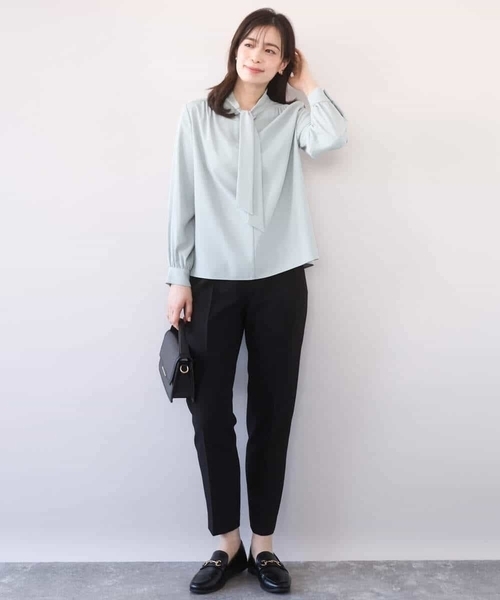 OFUON le MK（オフオンルエムケー）の「【2026SS】スムースジョーゼットボウブラウス/洗える/WEB限定サイズあり（シャツ/ブラウス・レディース・ミント/ホワイト・40/38/36）」の21枚目の写真