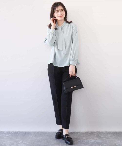 OFUON le MK（オフオンルエムケー）の「【2026SS】スムースジョーゼットボウブラウス/洗える/WEB限定サイズあり（シャツ/ブラウス・レディース・ミント/ホワイト・40/38/36）」の22枚目の写真