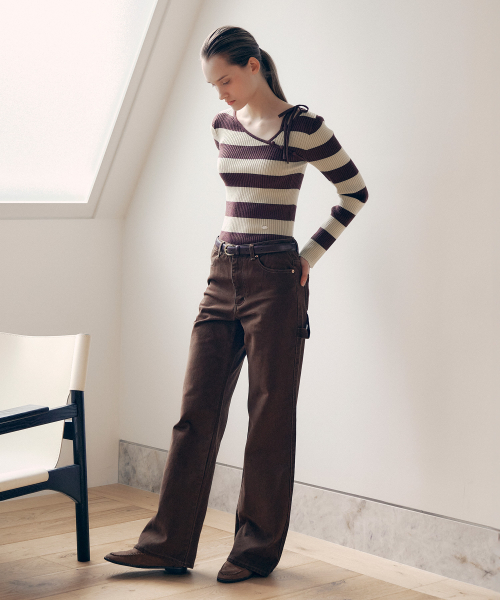 ROLAROLA（ロラロラ）の「POCKET CARPENTER DENIM PANTS BROWN（デニムパンツ・レディース・ブラウン・MEDIUM/SMALL）」の2枚目の写真