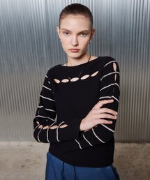 L2 STRIPE HOLE KNIT(BLACK)