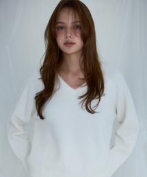 Fur V-neck Knit [Ivory]