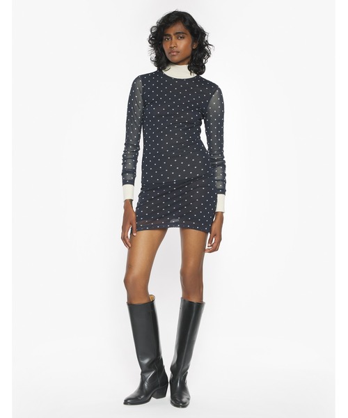 Maison Kitsune（メゾンキツネ）の「POLKA DOT MESH MINI DRESS（ワンピース・レディース・ブラック×ホワイト・S/M）」の5枚目の写真