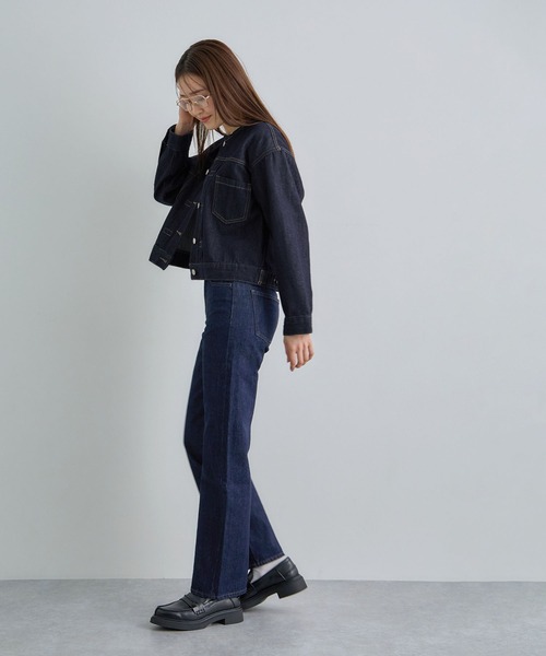 Futier land（フューティアランド）の「ノーカラーデニムジャケット（デニムジャケット・レディース・インディゴブルー/ライトブルー・FREE）」の9枚目の写真