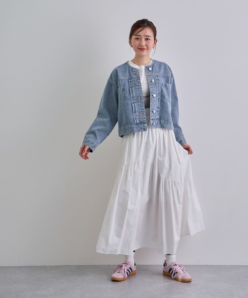 Futier land（フューティアランド）の「ノーカラーデニムジャケット（デニムジャケット・レディース・インディゴブルー/ライトブルー・FREE）」の17枚目の写真