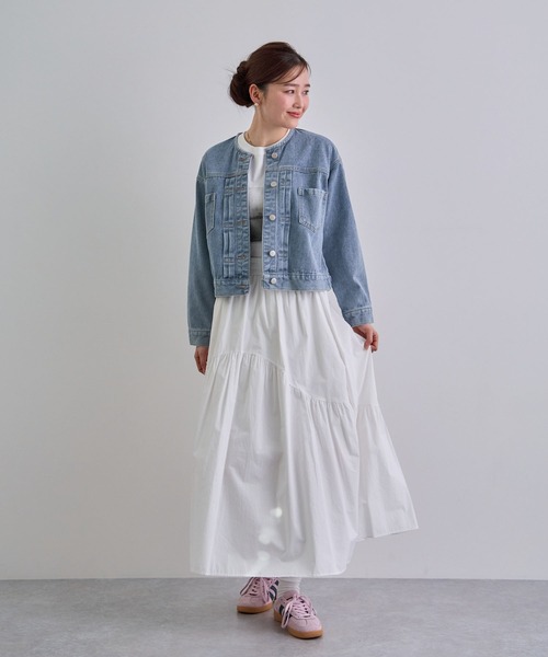 Futier land（フューティアランド）の「ノーカラーデニムジャケット（デニムジャケット・レディース・インディゴブルー/ライトブルー・FREE）」の18枚目の写真