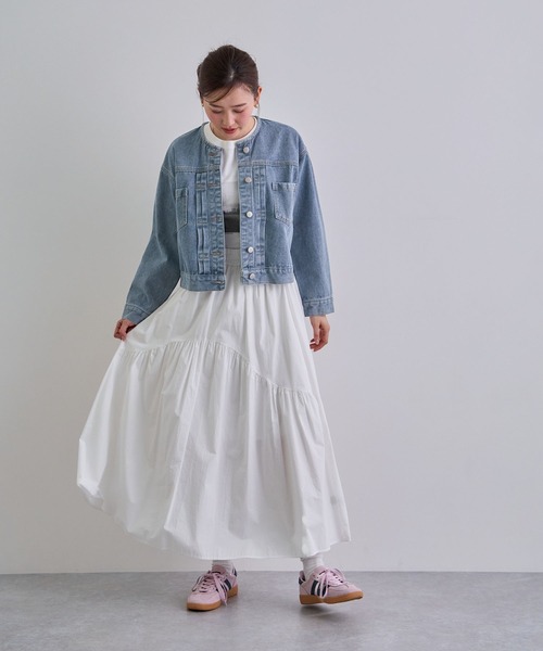 Futier land（フューティアランド）の「ノーカラーデニムジャケット（デニムジャケット・レディース・インディゴブルー/ライトブルー・FREE）」の19枚目の写真