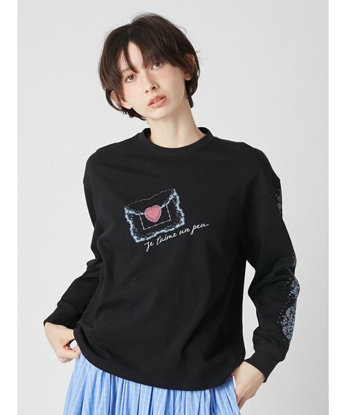 LILY BROWN（リリーブラウン）の「love letter ロングスリーブTシャツ（Tシャツ/カットソー・レディース・ホワイト/グレー/ブラック・F）」の3枚目の写真