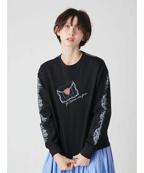 LILY BROWN（リリーブラウン）の「love letter ロングスリーブTシャツ（Tシャツ/カットソー・レディース・ホワイト/グレー/ブラック・F）」の5枚目の写真