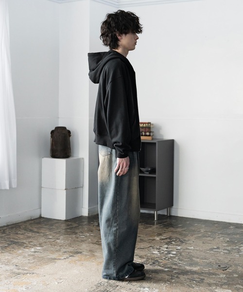 Rocky Monroe（ロッキーモンロー）の「オーバーサイズ 裏毛ショート丈長袖ダブルジップパーカー（パーカー・メンズ・アッシュ/ブラック/ネイビー/グレー・M/XL/L）」の22枚目の写真