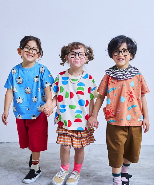 MARKEY'S（マーキーズ）の「ソウガラワイドTシャツ（Tシャツ/カットソー・キッズ・ブルー/イエロー/ベージュ/ブルー系その他/マルチ/アイボリー/ライトブルー/ピンク/グレー/オフホワイト・M/S/L/XS/LL）」の14枚目の写真