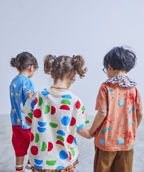 MARKEY'S（マーキーズ）の「ソウガラワイドTシャツ（Tシャツ/カットソー・キッズ・ブルー/イエロー/ベージュ/ブルー系その他/マルチ/アイボリー/ライトブルー/ピンク/グレー/オフホワイト・M/S/L/XS/LL）」の15枚目の写真