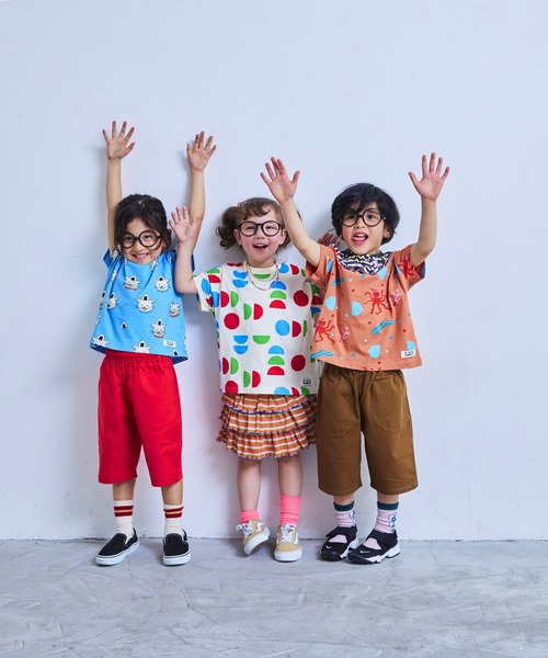 MARKEY'S（マーキーズ）の「ソウガラワイドTシャツ（Tシャツ/カットソー・キッズ・ブルー/イエロー/ベージュ/ブルー系その他/マルチ/アイボリー/ライトブルー/ピンク/グレー/オフホワイト・M/S/L/XS/LL）」の16枚目の写真